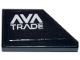 Part No: 5091pb009  Name: Tile, Modified 1 x 2 Wedge Left with White 'AVA TRADE' Logo Pattern (Sticker) - Set 77245