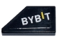 Part No: 5092pb005  Name: Tile, Modified 1 x 2 Wedge Right with White and Yellow 'BYBIT' Logo Pattern (Sticker) - Set 77243