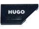 Part No: 5092pb010  Name: Tile, Modified 1 x 2 Wedge Right with Silver 'HUGO' Logo Pattern (Sticker) - Set 77246