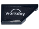 Part No: 5092pb016  Name: Tile, Modified 1 x 2 Wedge Right with White 'workday' and Semi-Circle Logo Pattern (Sticker) - Set 77251