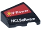 Part No: 5093pb015  Name: Wedge 2 x 2 x 2/3 Right with White 'V-Power' and Yellow Shell on Red Background and 'HCLSoftware' Logo Pattern (Sticker) - Set 77242