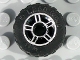Part No: 50944pb01c02  Name: Wheel 11mm D. x 6mm with 5 Spokes with Silver Outline Pattern with Black Tire 17.5 x 6 (50944pb01 / 51011u)
