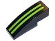 Part No: 50950pb083  Name: Slope, Curved 3 x 1 with 2 Lime Stripes on Black Background Pattern (Sticker) - Set 8133