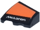 Part No: 5095pb012  Name: Wedge 2 x 2 x 2/3 Left with White 'McLaren' Logo and Orange Panel Pattern (Sticker) - Set 77251