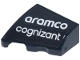 Part No: 5095pb013  Name: Wedge 2 x 2 x 2/3 Left with White 'aramco' and 'cognizant' Logo Pattern (Sticker) - Sets 76925 / 77245