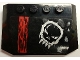 Part No: 52031pb107  Name: Wedge 4 x 6 x 2/3 Triple Curved with Space Police 3 Alien Skull, Bullet Holes and Red Stripe on Transparent Background Pattern (Sticker) - Set 5973
