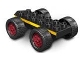Lot ID: 164228479  Part No: 54007c01pb01  Name: Duplo Car Base 2 x 6 with Four Black Wheels and Dark Red Hubs with Yellow Stripes Pattern