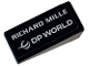 Lego part: Slope 18 2 x 1 x 2/3 with White 'RICHARD MILLE' and DP WORLD Logo Pattern Model Left Side (Sticker) - Set 76919