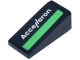 Part No: 5404pb05L  Name: Slope 18 2 x 1 x 2/3 with White 'Accelleron' Logo and Bright Green Stripe Pattern Model Left Side (Sticker) - Set 77247