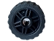 Part No: 55981c06  Name: Wheel 18mm D. x 14mm with Pin Hole, Fake Bolts and Shallow Spokes with Black Tire 24 x 14 Shallow Tread, Band Around Center of Tread (55981 / 89201)