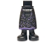 Part No: 59595c00pb31  Name: Mini Doll Hips and Skirt Long with Molded Black Legs and Printed Dark Purple Hem and Spots, Dark Silver Wavy Lines Pattern - Thick Hinge