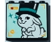 Part No: 60581pb213  Name: Panel 1 x 4 x 3 with Side Supports - Hollow Studs with White Rabbit in Top Hat, 'REC' and Dark Turquoise Stars on TV Screen Pattern (Sticker) - Set 41368