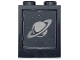 Part No: 60592c01pb009  Name: Window 1 x 2 x 2 Flat Front with Trans-Clear Glass with Saturn and Dots on Black Background Pattern (60592 / 60601pb055)