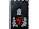 Part No: 60808pb005L  Name: Panel 1 x 4 x 5 with Window with Red Skull in Circle and Light Bluish Gray Metal Plates Wall Repairs Pattern Model Left Side (Sticker) - Set 2505