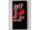 Part No: 6178pb003L  Name: Tile, Modified 6 x 12 with Studs on Edges with White '24-7' and Red Rhino Head Pattern Model Left Side (Sticker) - Set 8285
