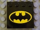 Part No: 6179pb009  Name: Tile, Modified 4 x 4 with Studs on Edge with Batman Logo Pattern (Sticker) - Set 7782