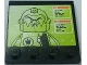 Part No: 6179pb111  Name: Tile, Modified 4 x 4 with Studs on Edge with Agents Break Jaw Minifigure Portrait, Black and Orange Writings Pattern (Sticker) - Set 8637
