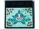 Part No: 6179pb221  Name: Tile, Modified 4 x 4 with Studs on Edge with Happy Face, Dark Turquoise Stars and Bright Light Orange Diamonds on Light Aqua Background Pattern (Sticker) - Set 41368