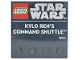 Part No: 6179pb259  Name: Tile, Modified 4 x 4 with Studs on Edge with LEGO Star Wars Logo and White 'KYLO REN'S COMMAND SHUTTLE' Pattern