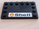 Part No: 6180pb003  Name: Tile, Modified 4 x 6 with Studs on Edges with Shell Logo & Text Pattern (Sticker) - Set 2556