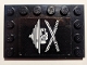 Part No: 6180pb126L  Name: Tile, Modified 4 x 6 with Studs on Edges with White Ninja Skull and Crossed Swords on Black Background Pattern Model Left Side (Sticker) - Set 70605