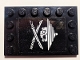 Part No: 6180pb126R  Name: Tile, Modified 4 x 6 with Studs on Edges with White Ninja Skull and Crossed Swords on Black Background Pattern Model Right Side (Sticker) - Set 70605