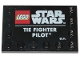 Part No: 6180pb129  Name: Tile, Modified 4 x 6 with Studs on Edges with Star Wars Logo and 'TIE FIGHTER PILOT' Pattern