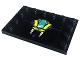 Part No: 6180pb161  Name: Tile, Modified 4 x 6 with Studs on Edges with Snake Head with Dark Turquoise and Lime Mask, Fangs, and Dark Purple Tongue Pattern (Sticker) - Set 60339