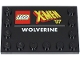 Part No: 6180pb167  Name: Tile, Modified 4 x 6 with Studs on Edges with LEGO X-MEN '97 Logo and White 'WOLVERINE' Pattern