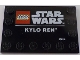 Part No: 6180pb204  Name: Tile, Modified 4 x 6 with Studs on Edges with LEGO Star Wars Logo and White 'KYLO REN' Pattern