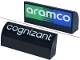 Part No: 6191pb047  Name: Slope, Curved 1 x 4 x 1 1/3 with 'cognizant' and 'aramco' Logos Pattern on Both Sides (Stickers) - Set 76925