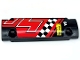 Part No: 62531pb045R  Name: Technic, Panel Curved 11 x 3 with 'DIRECT NjecT', 'V8', White and Black Checkered Stripe on Red Background Pattern Model Right Side (Sticker) - Sets 8041 / 42041