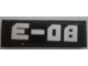 Part No: 63864pb054  Name: Tile 1 x 3 with Silver 'E-08' on Black Background Pattern (Sticker) - Set 60096