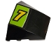 Part No: 64225pb002  Name: Wedge 4 x 3 Triple Curved No Studs with Yellow Number 7 and White Line on Lime Background Pattern (Sticker) - Set 8119