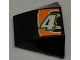 Part No: 64225pb003  Name: Wedge 4 x 3 No Studs with White Number 4 and White Line on Black and Orange Background Pattern (Sticker) - Set 8125