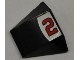 Part No: 64225pb005  Name: Wedge 4 x 3 Triple Curved No Studs with Red Number 2 and Silver Line on Black and White Background Pattern (Sticker) - Set 8125