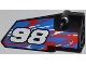 Part No: 64391pb004  Name: Technic, Panel Fairing # 4 Small Smooth Long, Side B with '98' and Red and White Swirls on Blue Pattern (Sticker) - Set 42010