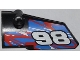 Part No: 64683pb004  Name: Technic, Panel Fairing # 3 Small Smooth Long, Side A with '98' and Red and White Swirls on Blue Pattern (Sticker) - Set 42010