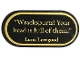 Part No: 66857pb029  Name: Tile, Round 2 x 4 Oval with Gold '"Wrackspurts! Your head is full of them."', 'Luna Lovegood', and Border Pattern (Sticker) - Set 76405