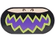 Part No: 66857pb111  Name: Tile, Round 2 x 4 Oval with Light Nougat Nose with Nostrils, Dark Purple and Lime Jagged Open Mouth Pattern (Super Mario Wonder Bowser Jr. Lower Face)