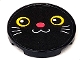 Part No: 67095pb027  Name: Tile, Round 3 x 3 with Cat Face with Yellow Eyes, Coral Nose and White Whiskers Pattern (Sticker) - Set 41699