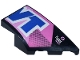 Part No: 6929pb005  Name: Wedge 4 x 2 Right No Studs with Blue and White 'VT' of BWT Logo on Bright Pink and Dark Pink Background Pattern (Sticker) - Set 77248