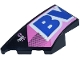 Part No: 6930pb005  Name: Wedge 4 x 2 Left No Studs with Blue and White 'BV' of BWT Logo on Bright Pink and Dark Pink Background Pattern (Sticker) - Set 77248