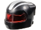 Part No: 7071pb18  Name: Minifigure, Headgear Helmet Formula 1 with Molded Trans-Red Visor and Printed Silver Stripes Pattern