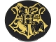 Part No: 7212pb004  Name: Tile, Round 6 x 6 with Gold Hogwarts Crest Pattern