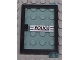 Part No: 73435c02pb01  Name: Door 1 x 4 x 5 Right with Trans-Light Blue Glass and 'POLICE' Red Line Pattern (Sticker) - Set 6598
