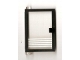Part No: 73436c01pb07  Name: Door 1 x 4 x 5 Left with Trans-Clear Glass and 5 White Stripes Pattern (Sticker) - Set 6540