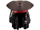 Part No: 7414pb01  Name: Minifigure, Hair Combo, Hair with Hat, Dreadlocks over Shoulders Short with Dark Brown Pirate Tricorne / Triangle, Red Bandana, Tan Stripe / Bone and Silver Beads Pattern