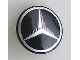 Part No: 75902pb06  Name: Minifigure, Shield Circular Convex Face with Silver Mercedes-Benz Logo Pattern