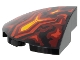 Lego part: Slope, Curved 3 x 3 Corner Round with Red, Dark Red, and Yellow Flames Pattern